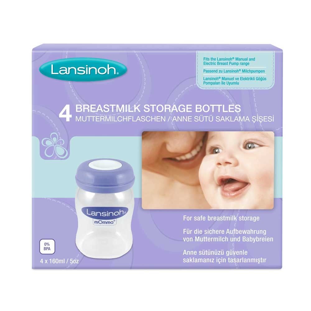 Lansinoh mothers milk bottles, leak-proof, BPA free, wide neck, 4 pcs