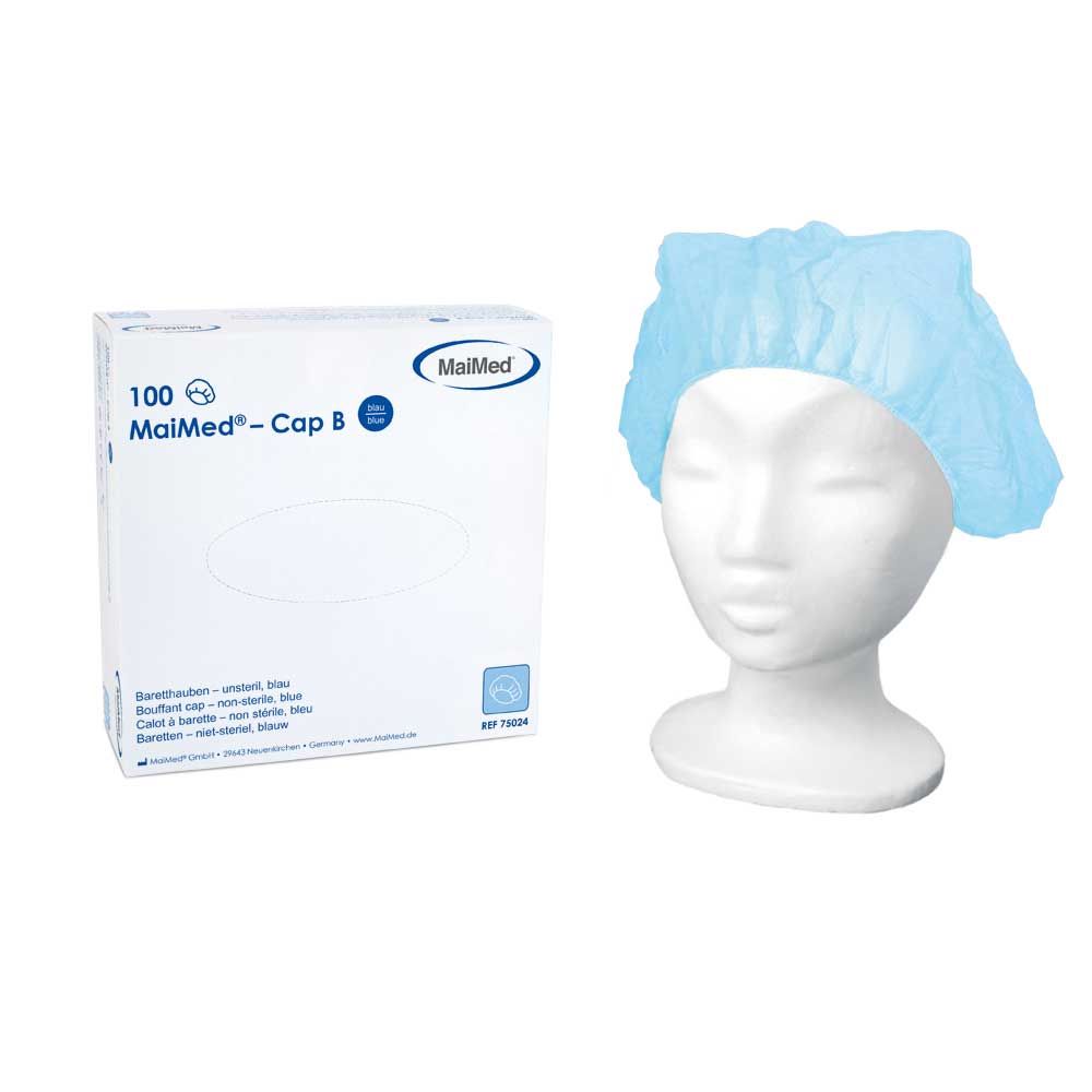 MaiMed Beret Hoods, Disposable Caps, 100 items, white