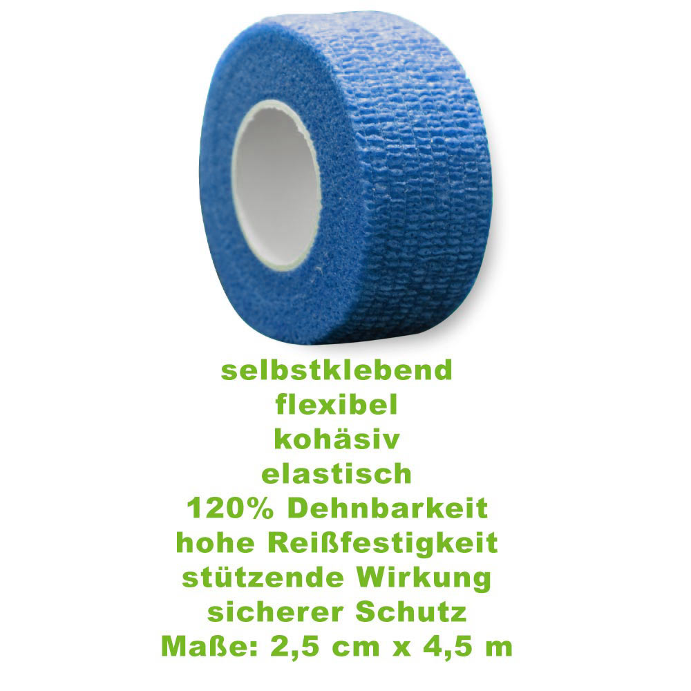 MC24 finger tape, cohesive, 2,5cm x 4,5m, blue, 1pc