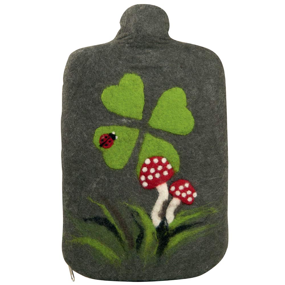 Hugo Frosch eco hot water bottle 2.0 L, felt cover, clover