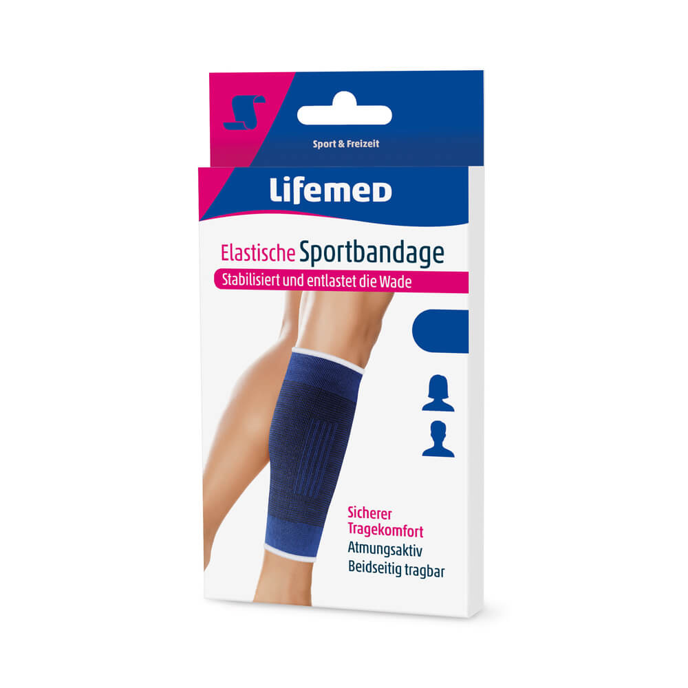 Calf protection, Elastic sports bandage, by Lifemed®, blue, size S