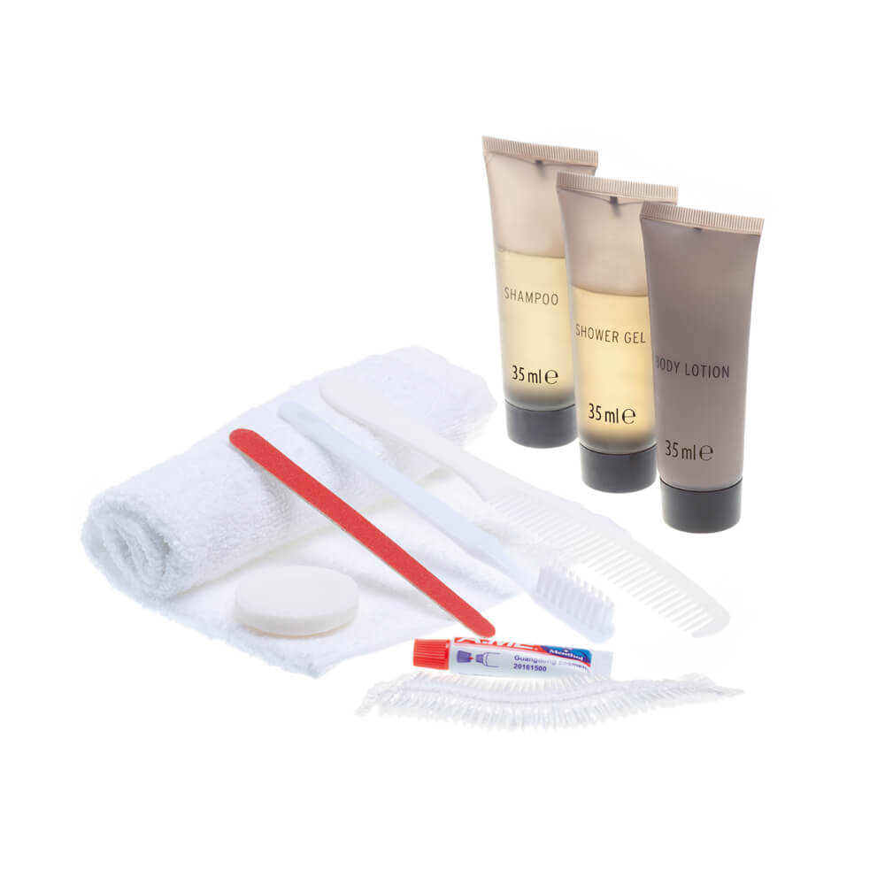 Cosmetic travel set, reusable, from Lifemed®, 10 pieces