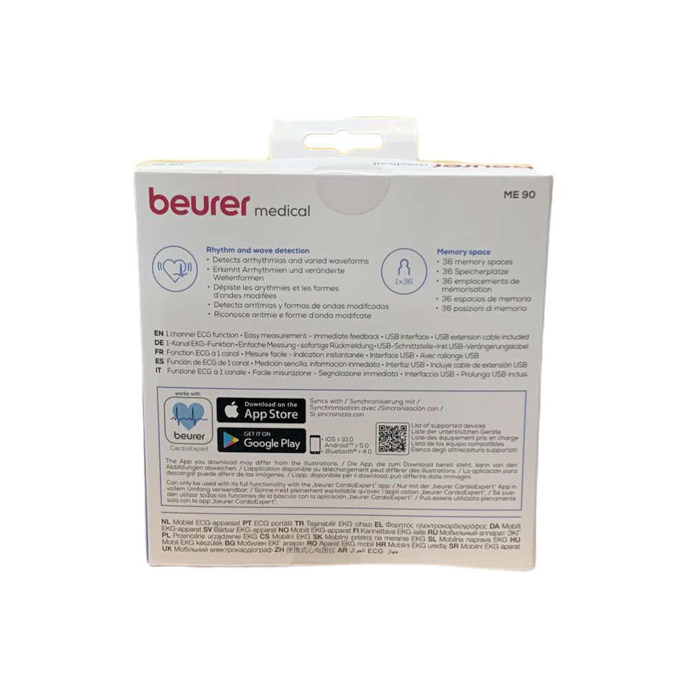 Beurer ME90 mobile ECG device, 1-button operation, Cardio Expert App