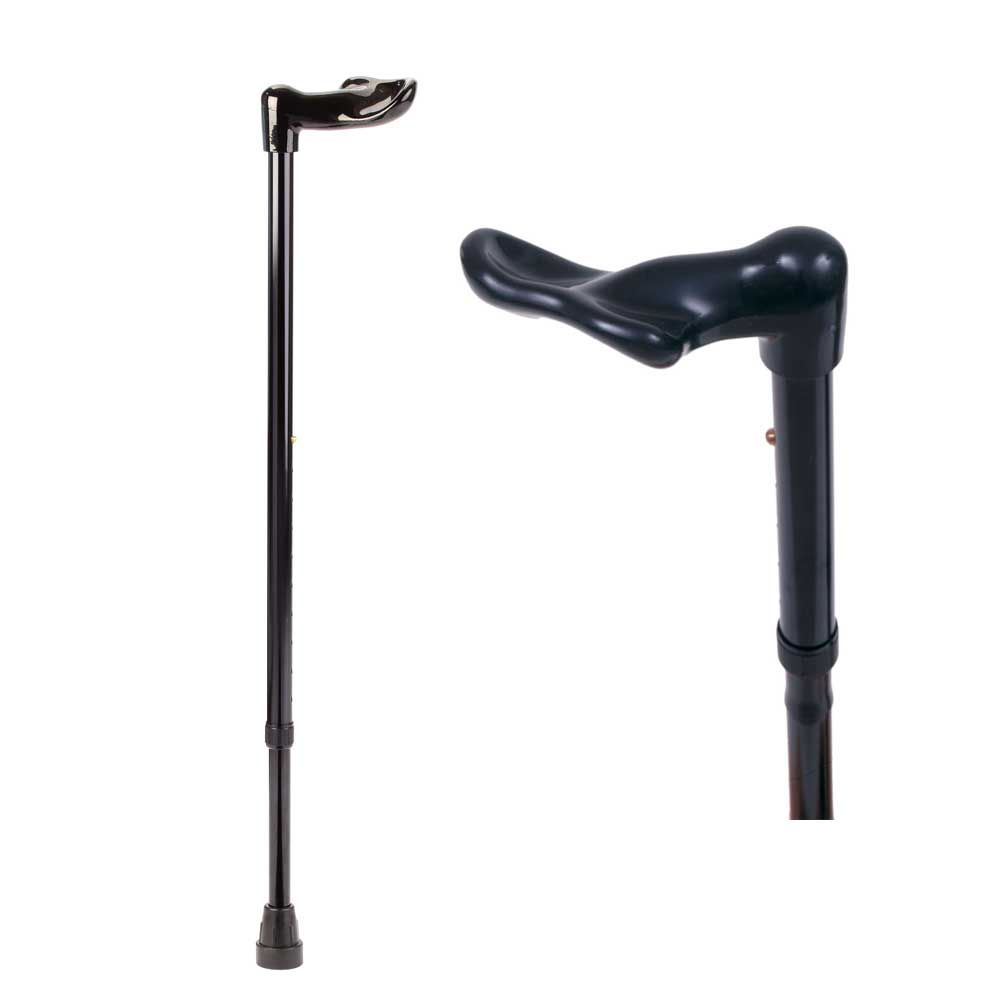 Behrend walking stick, fischer handle, adjustable, left, black