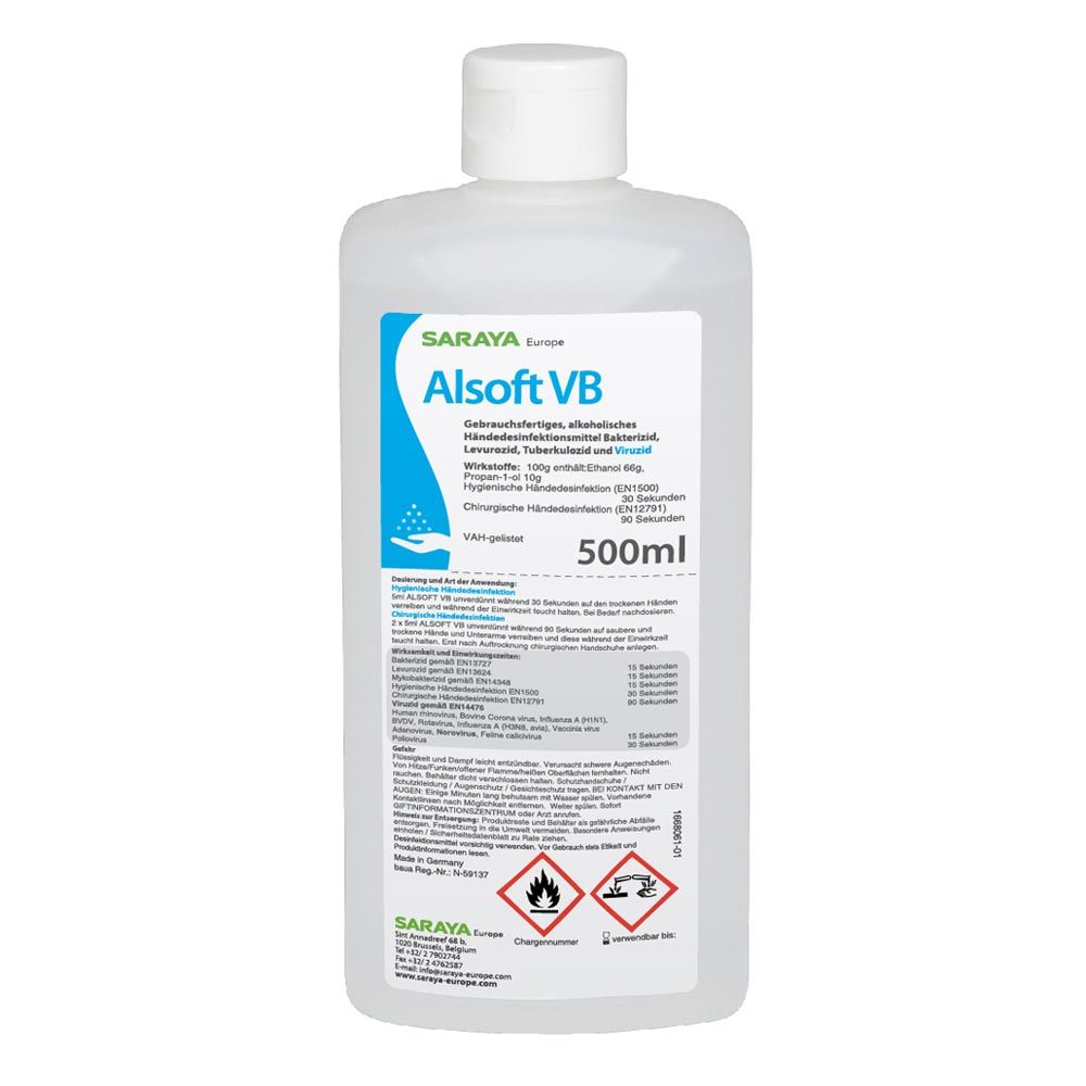 Saraya Alsoft VB Hand disinfectant, alcoholic, 2 sizes