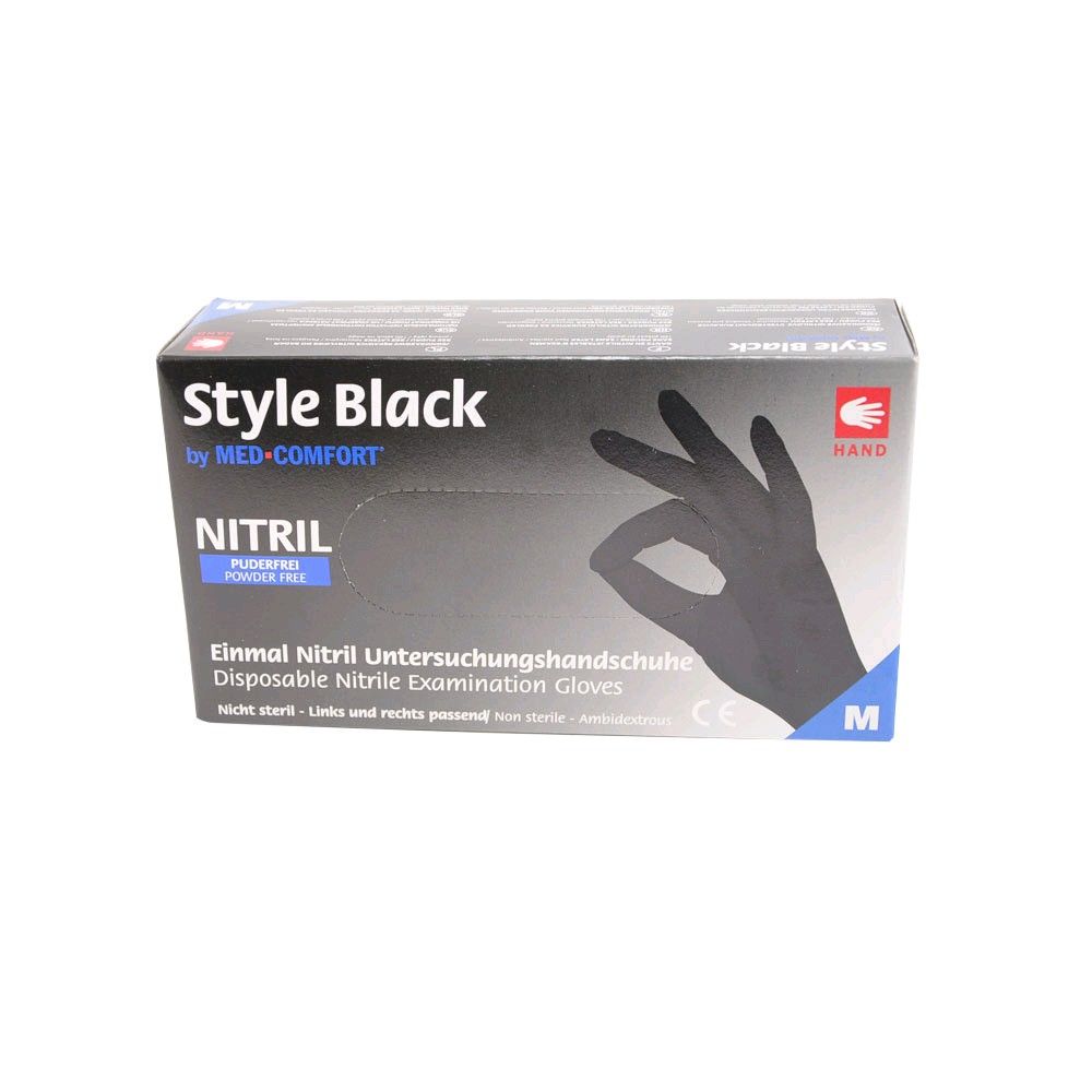 Ampri Style Black Nitrile Gloves, powder-free, latex-free, 100 items