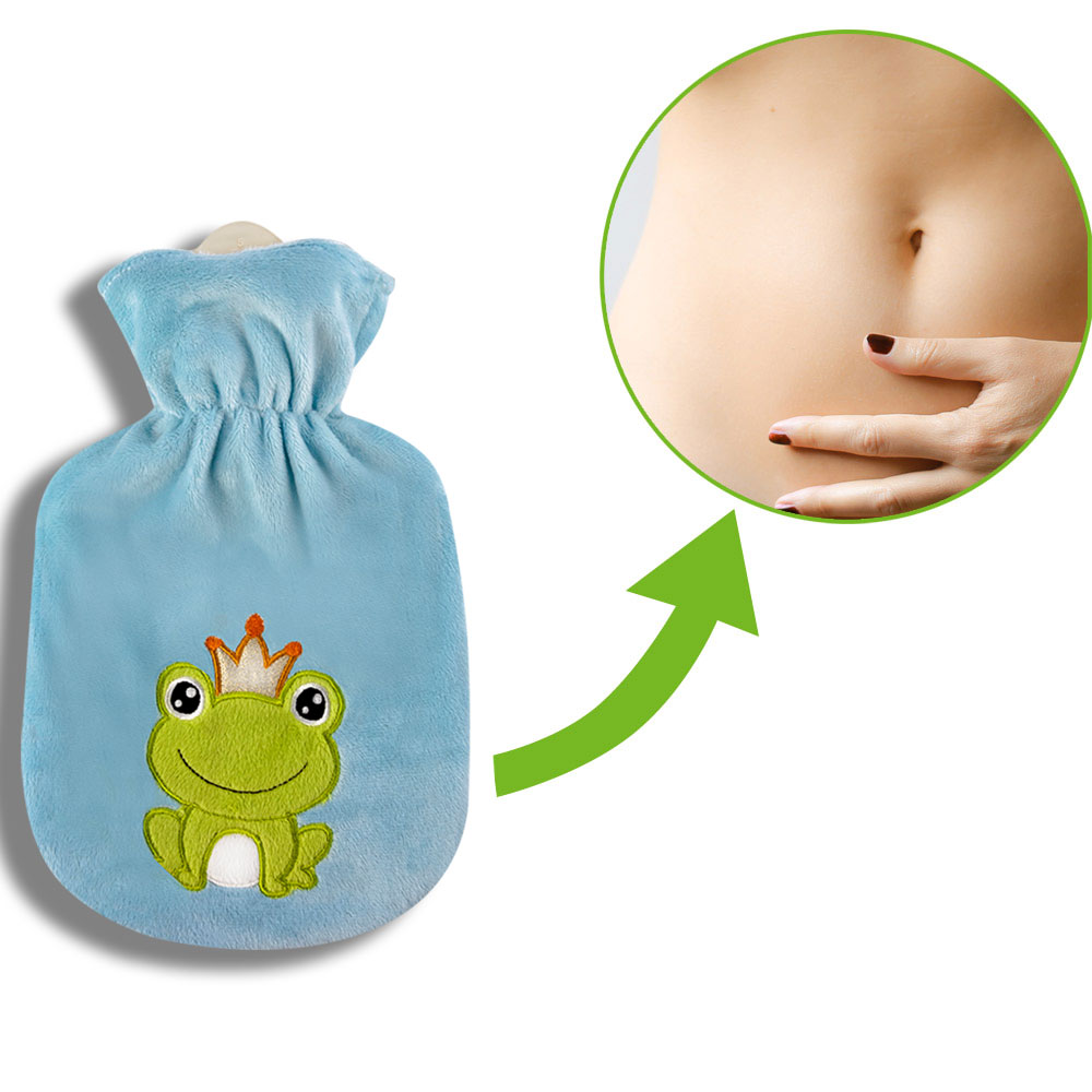 Hot water bottle "Frog King", with velour cover