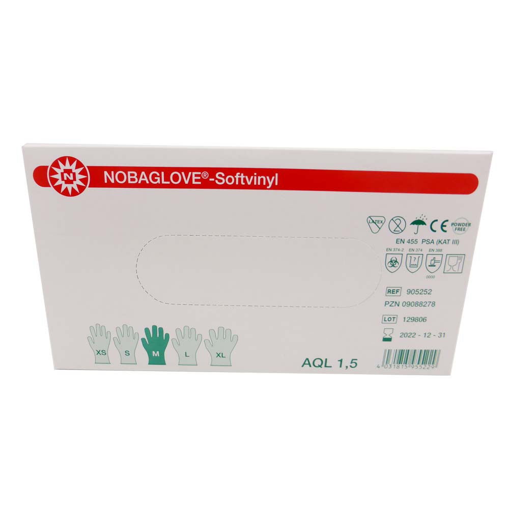 Noba NOBAGLOVE® Soft Vinyl disposable gloves, M, 100pcs