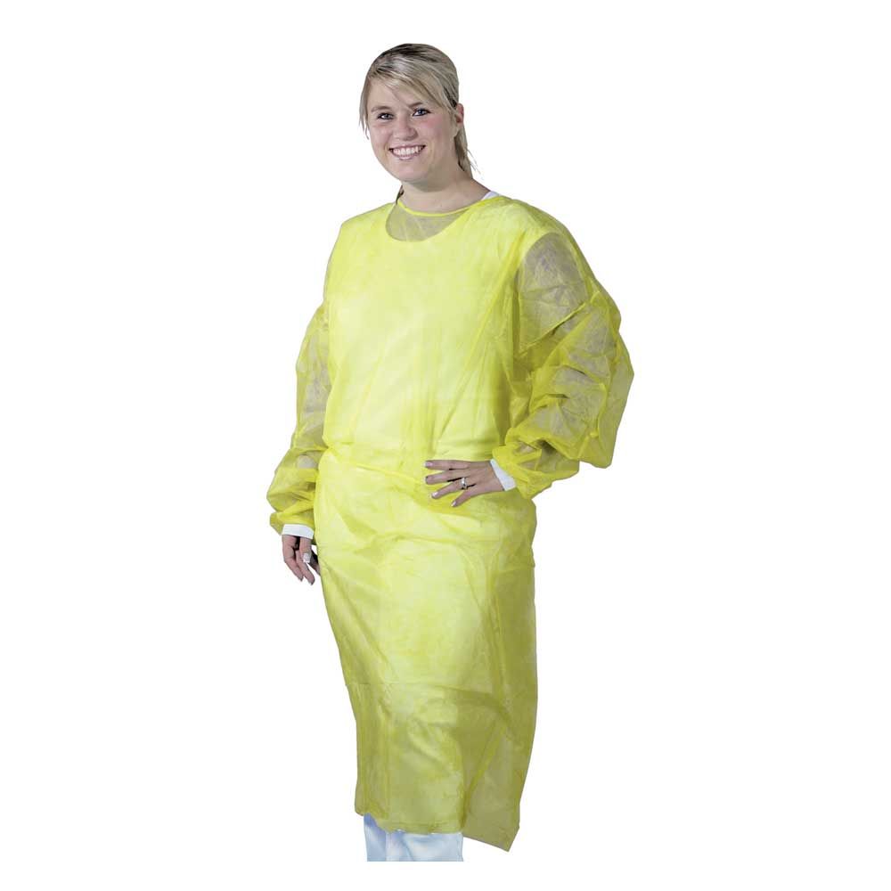 Asid Bonz disposable gown, water-rep., yellow 140cm 1pc