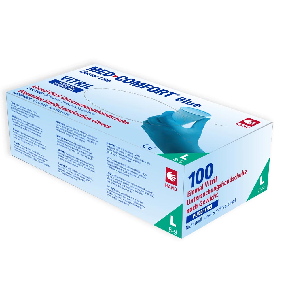 Med-Comfort vitril gloves blue, nitrile vinyl mixture, powder-free, S-XL
