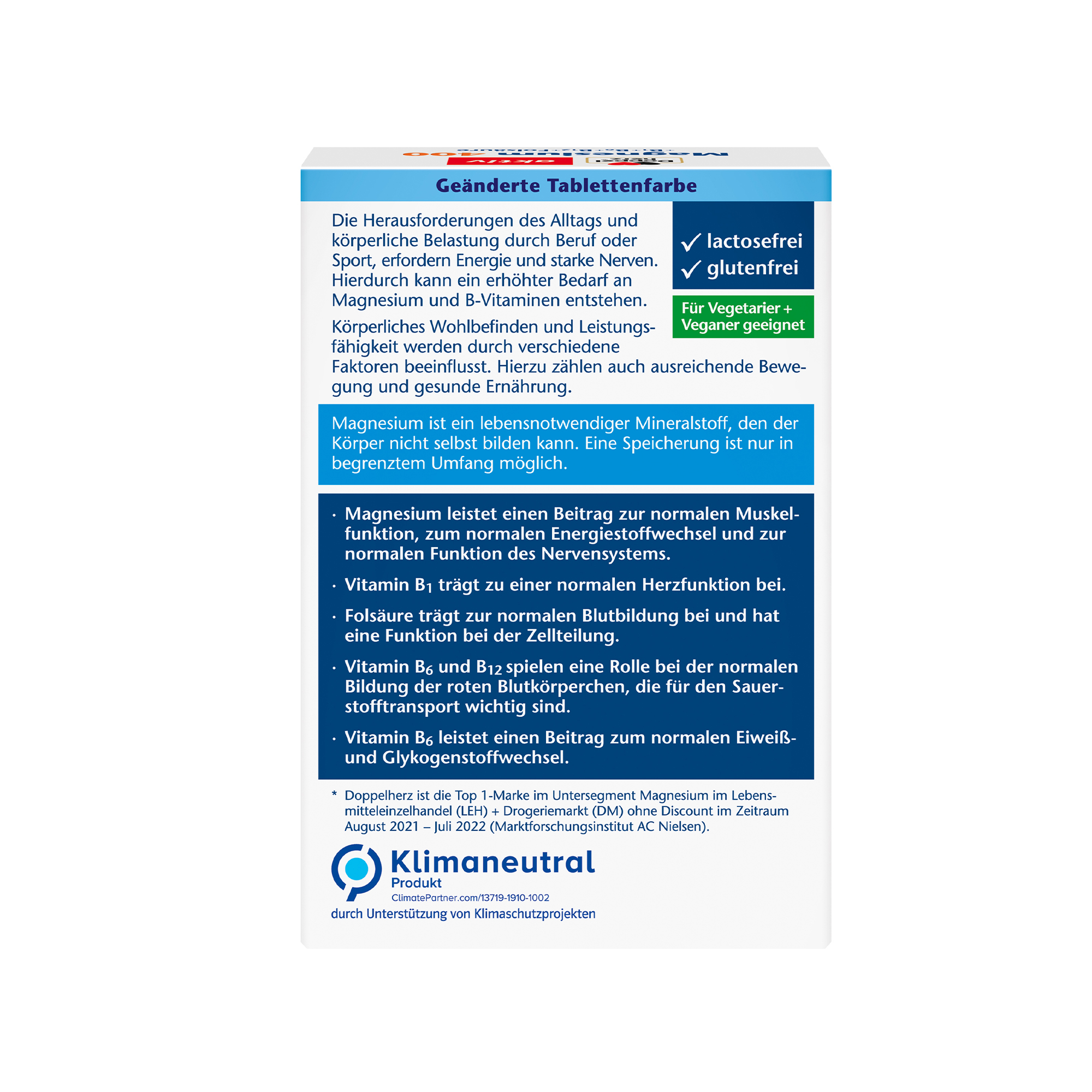 Doppelherz aktiv Magnesium 400, B1+B6+B12+Folic Acid, 30 Tablets