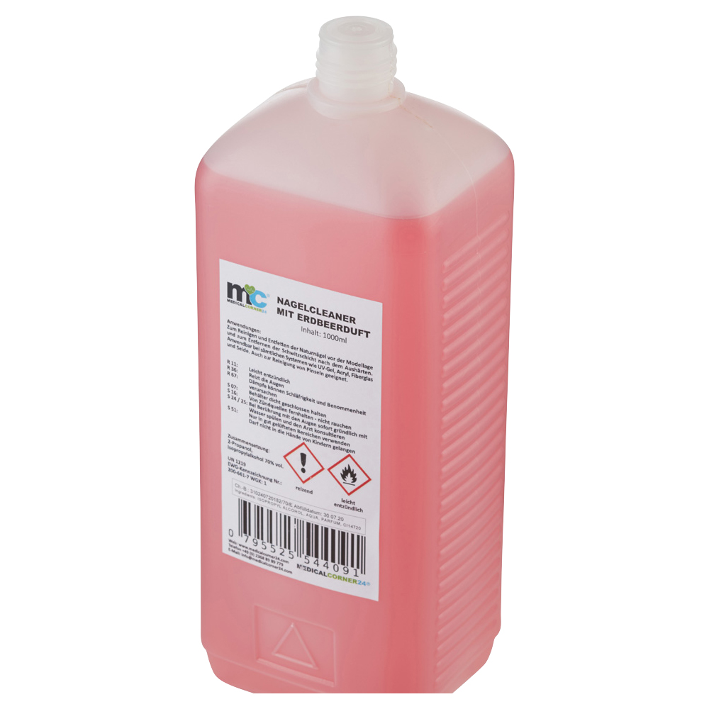 Nail Cleaner, isopropanol 70%, degreaser, strawberry scent, 1,000 ml