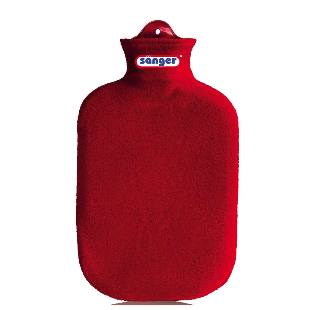 2 L Hottie with fleece-contour-cover by Sänger, red