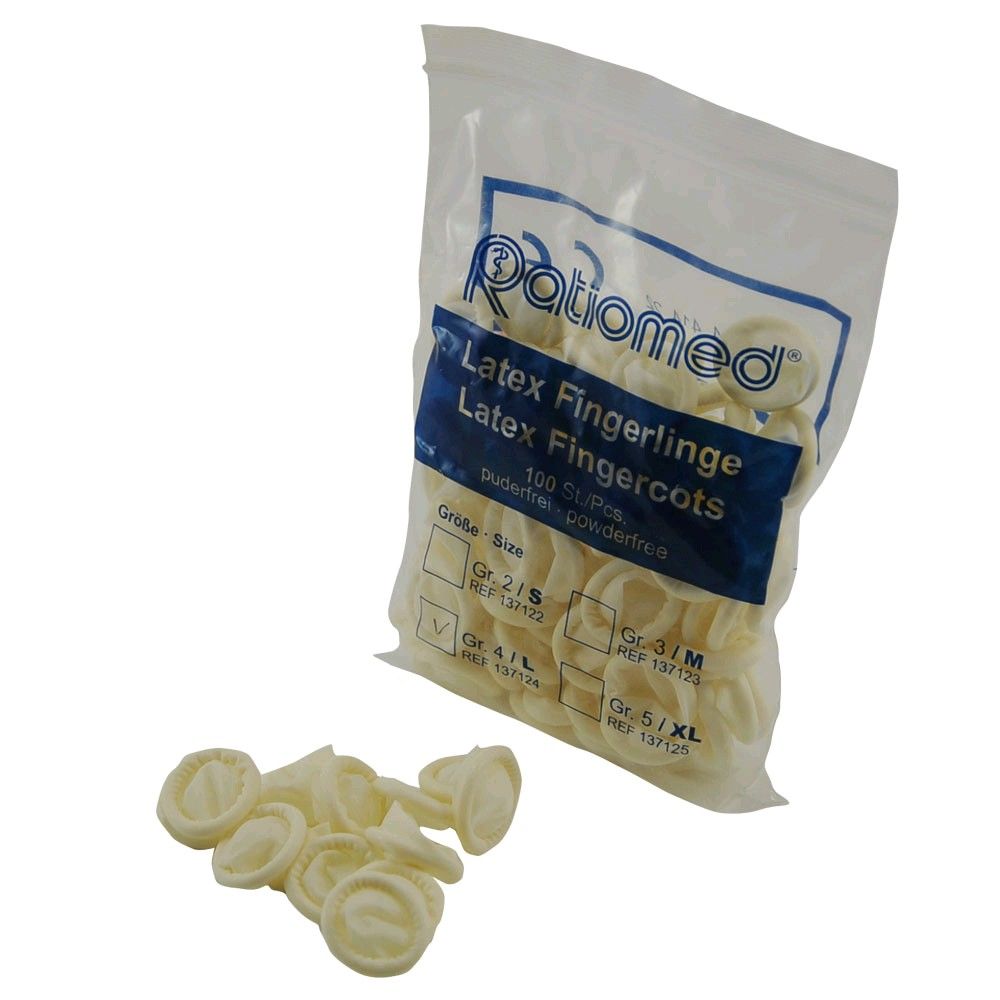 Ratiomed finger cots latex, powder-free, rolled, size 3, 100 items