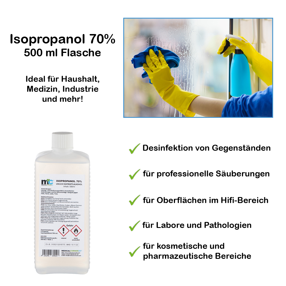 Isopropanol 70% isopropyl alcohol, 500 ml bottle