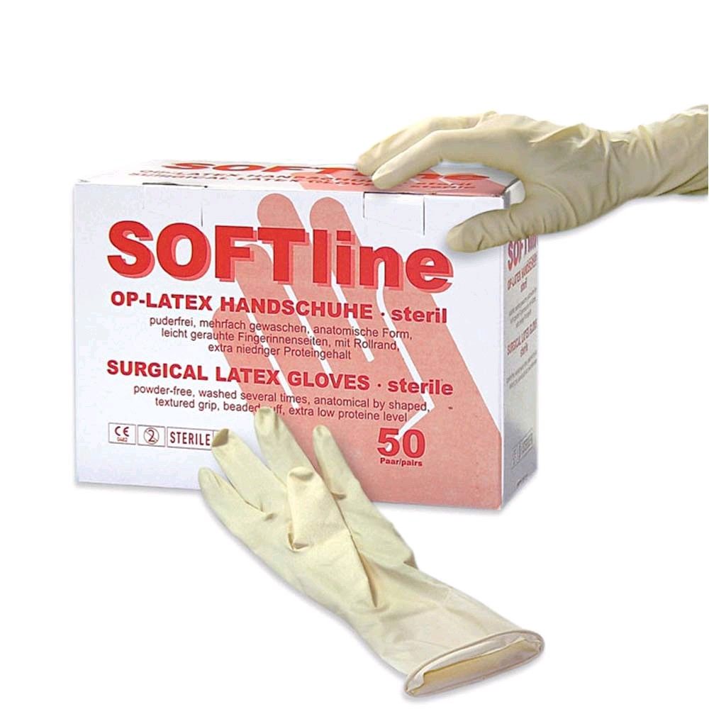 SOFTline Surgical Latex Gloves, sterile, powder-free, 50 pairs, size 8,5