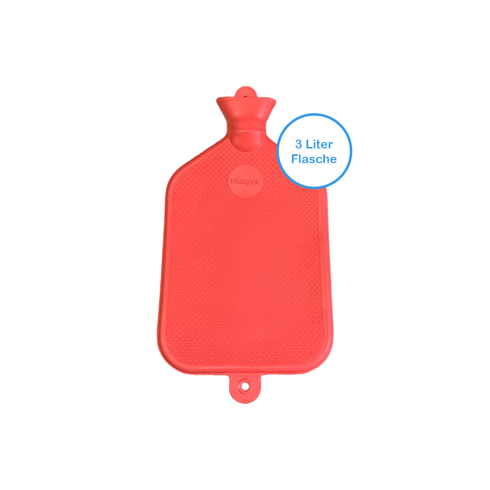 Rubber hot water bag of Sänger, smooth, 3 liter, red