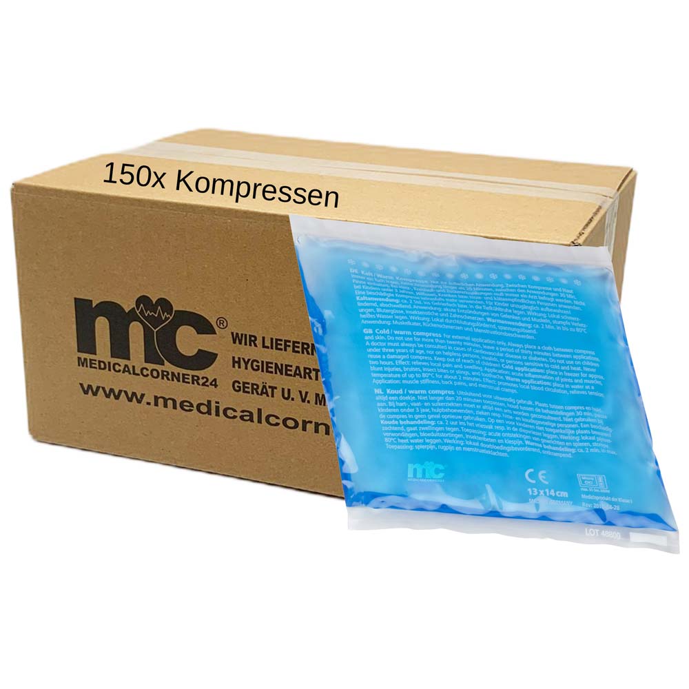 Hot and Cold Compresses, 13 x 14 cm, 150 items, individually wrapped