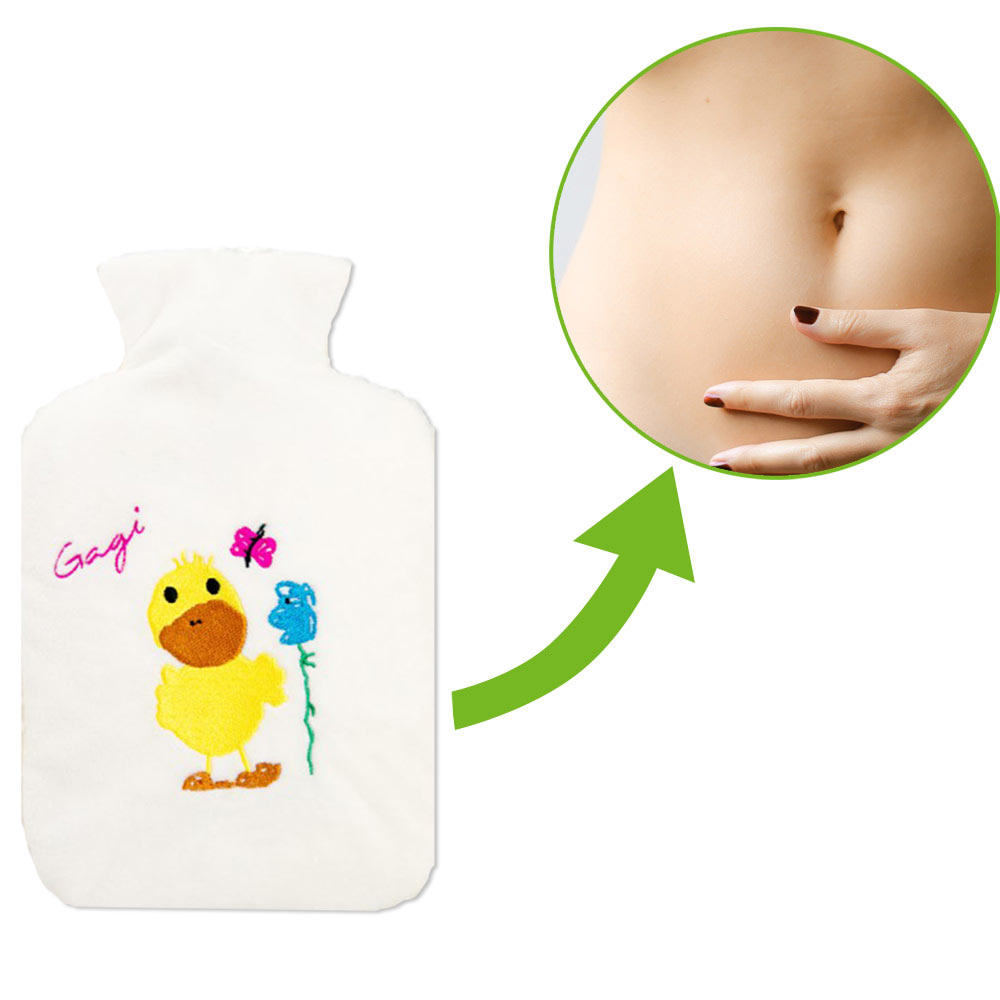 Hugo Frosch eco hot water bottle 0.8 L, fleece cover, Gagi white