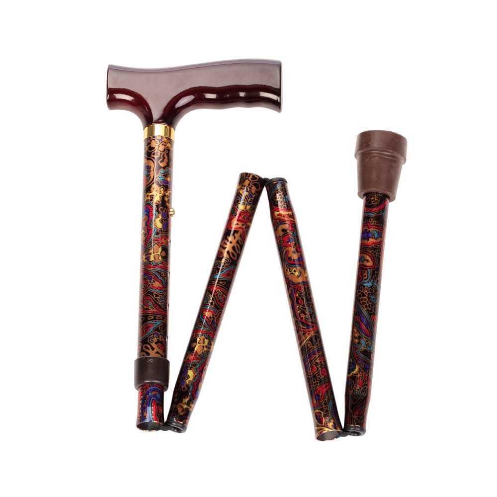 Behrend folding stick, alu, height-adjustable, oriental gold