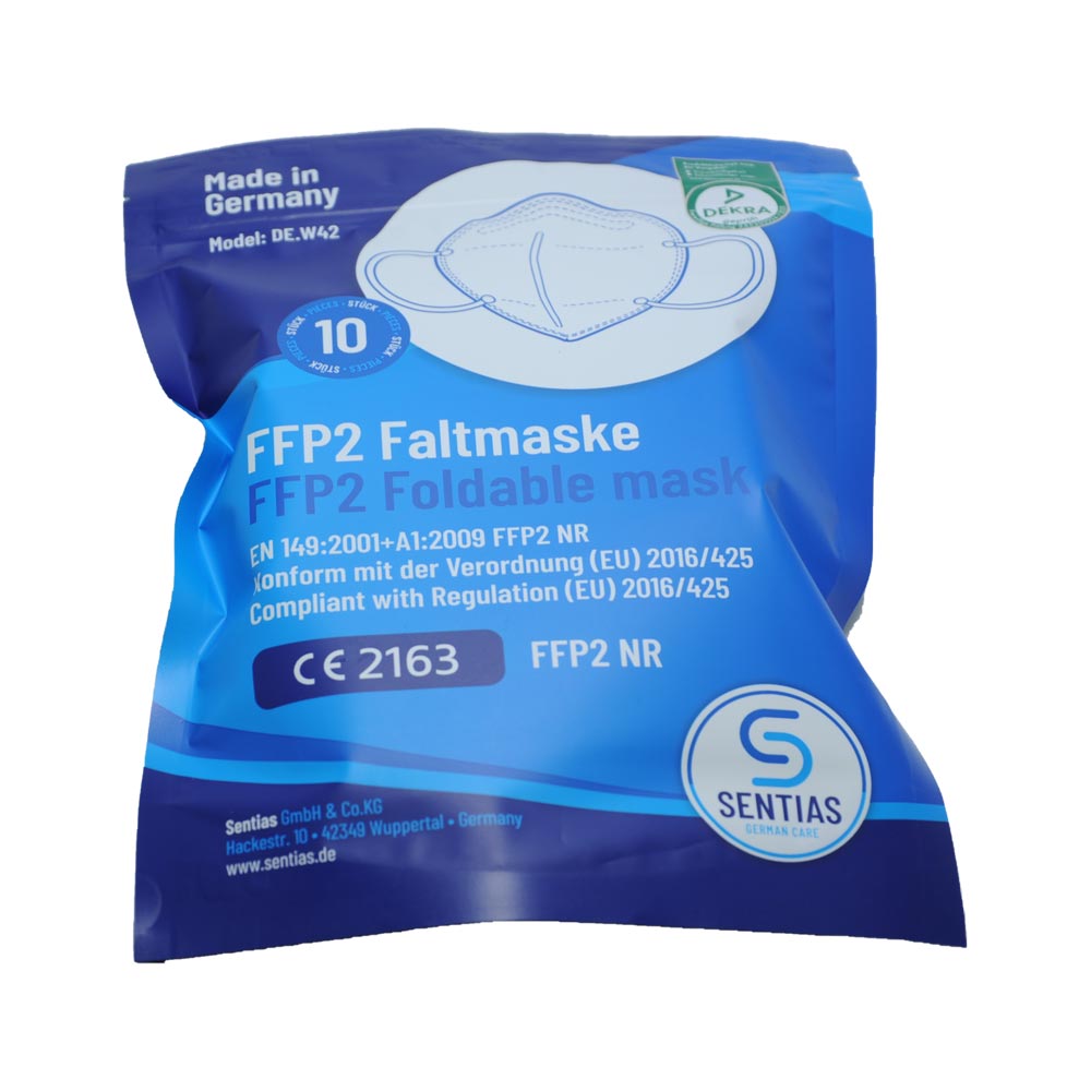 FFP2 breathing mask for folding from sentias, Made in Germany, 10 pieces