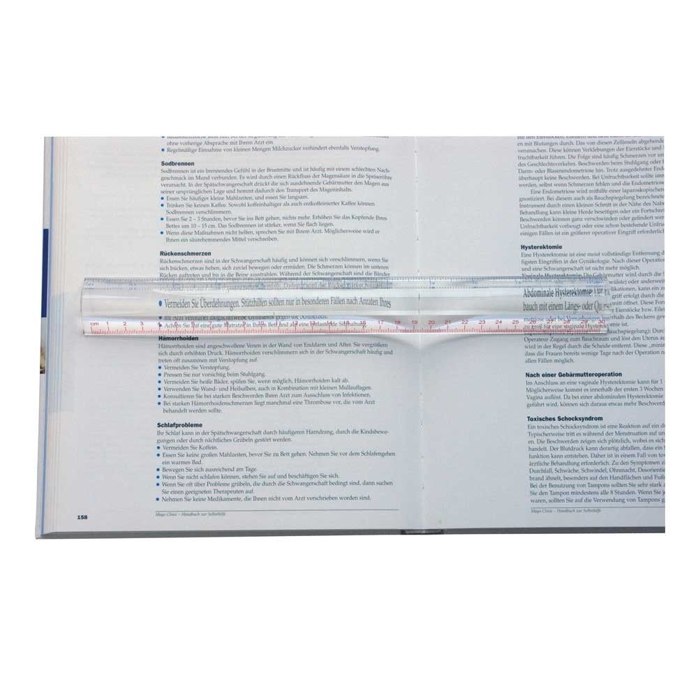 Behrend magnifying reading aid, 2x magnification, ruler, 30x3,5cm