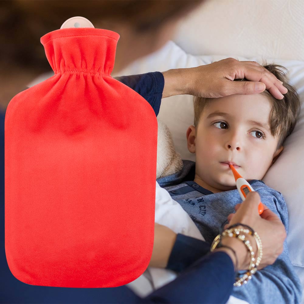 Hot water bottle "Coral", with fleece cover