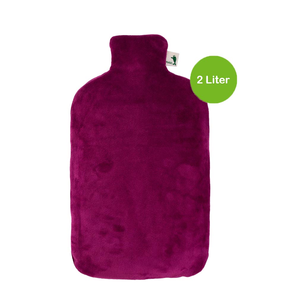 Hugo Frosch eco hot water bottle 2,0 L, velvet cover, various. Colors