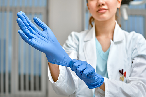 Blue gloves for Infection protection