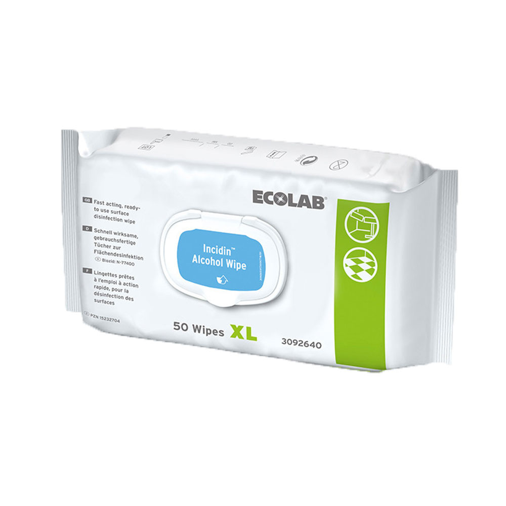 Ecolab Incidin Alcohol Wipes, surface disinfection, XL, 50 pieces