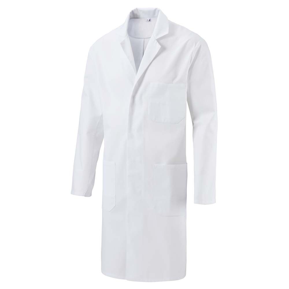 Exner Unisex Coat, Chest / Side Pockets, Push Button, White, S