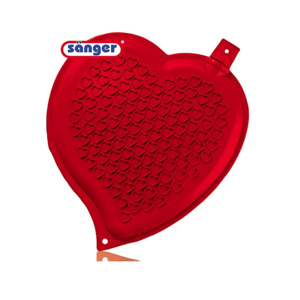 Sänger Heart Hot Water Bottle 1.65 l, both sides Heart slats, red