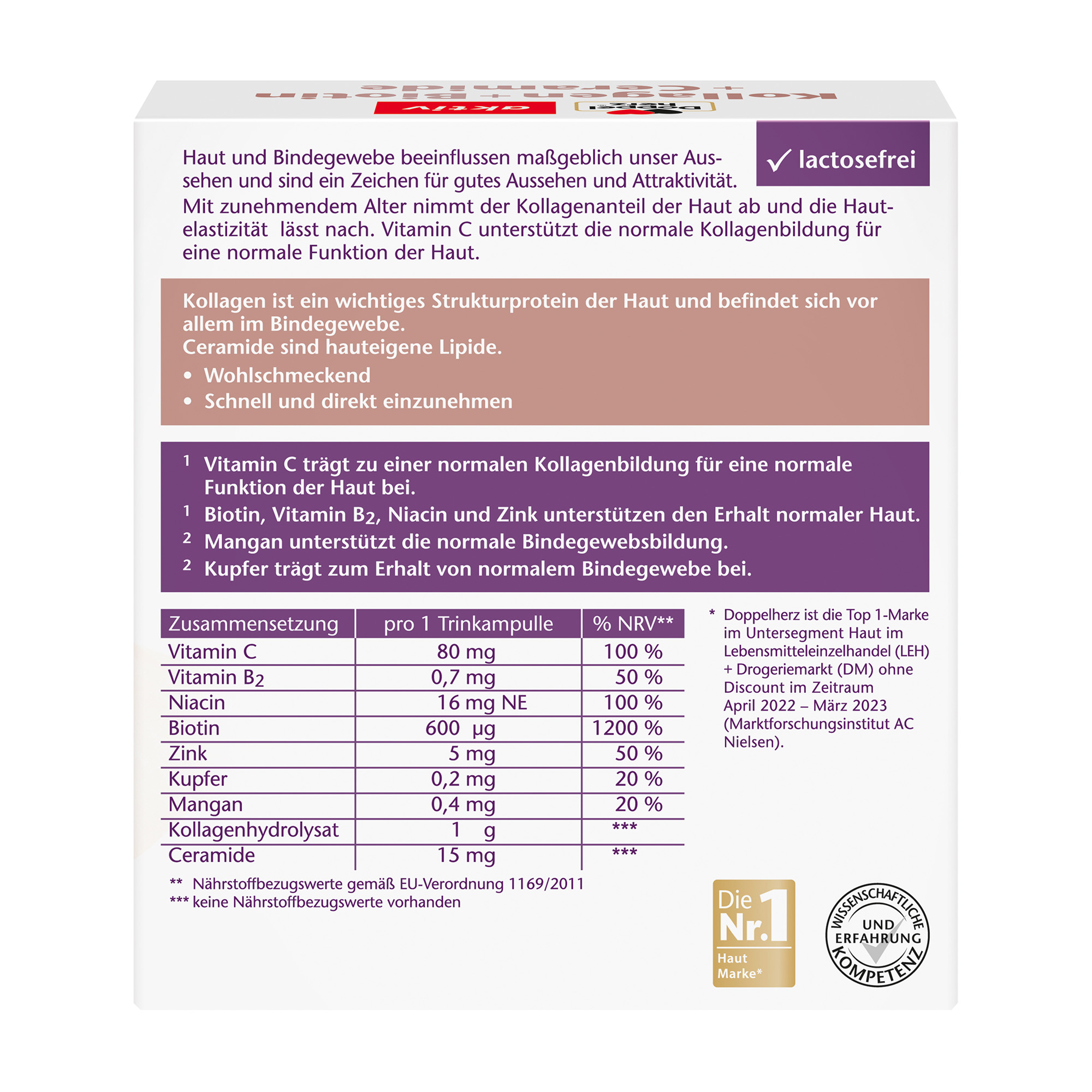 Doppelherz aktiv Collagen, Hyaluron, Ceramides, 10 Drinking Ampoules