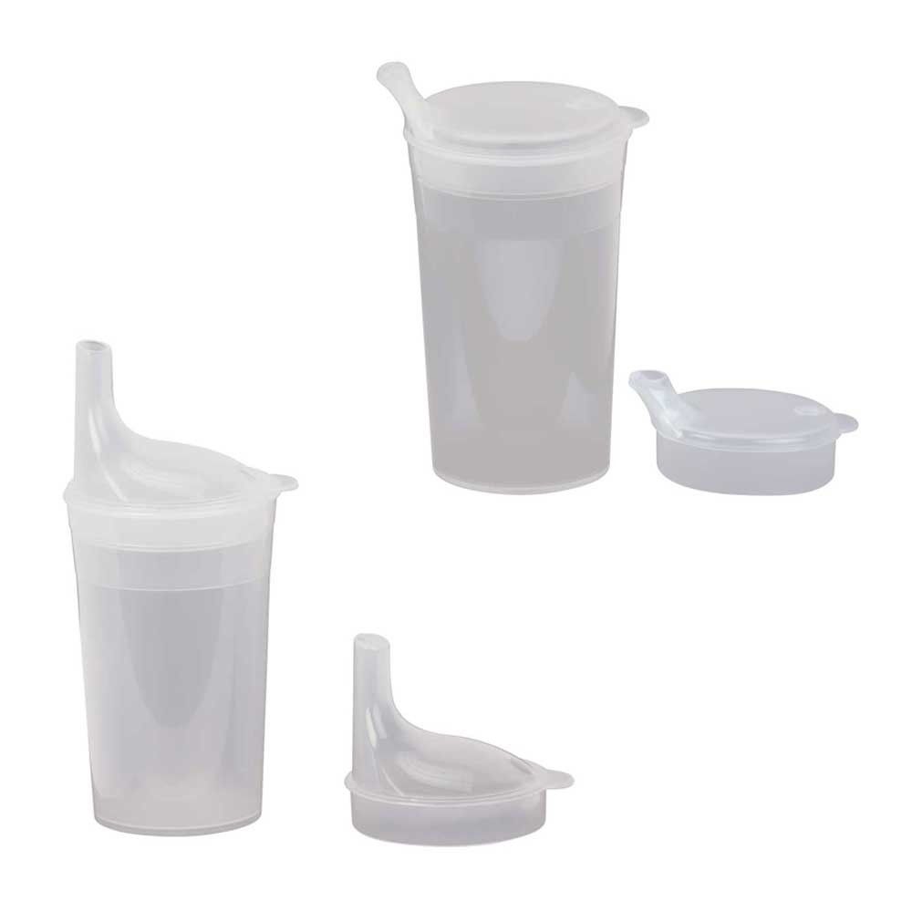 Drinking cup-set transparent, 2 mouthpieces tea/porridge, 250ml
