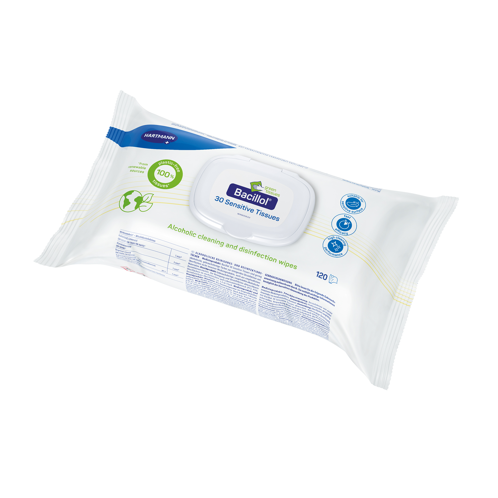 Bode Bacillol® 30 Sensitive Green Tissues, 120 wipes
