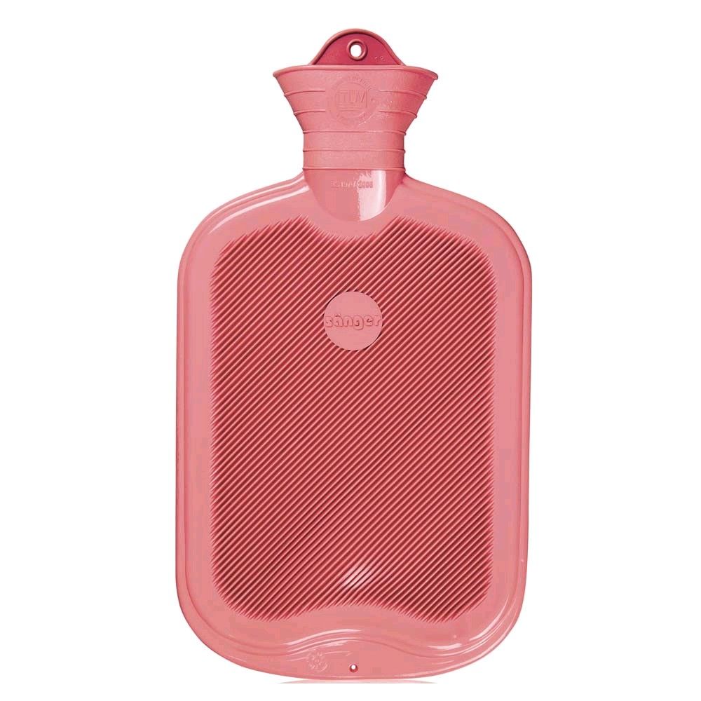 Sänger rubber hot water bottle, both sides lamellae, 2 liter, rose