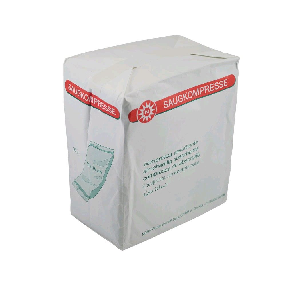 Noba absorbent compresses, non sterile, 10x15cm, 25 pack