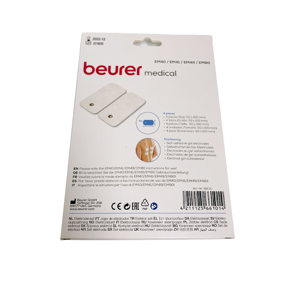 Beurer electrodes 50x100 mm, electrostimulation device EM 41/49/80/95, 4 items