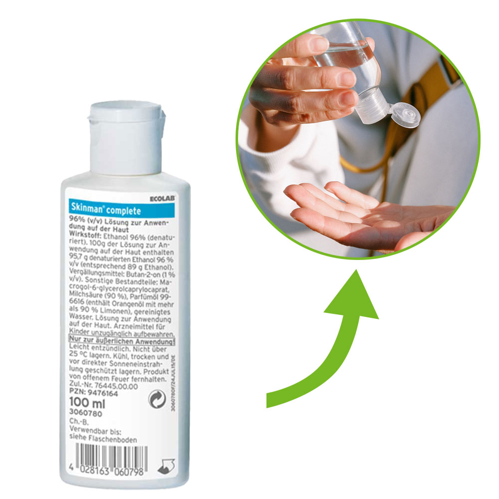 Ecolab Hand Disinfection Skinman Complete pure, 100 ml