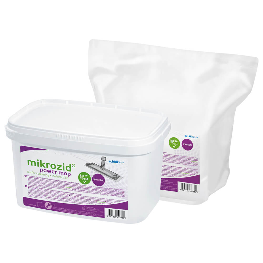 Mikrozid® power mop, mop wipes, from Schülke, box with refill pack