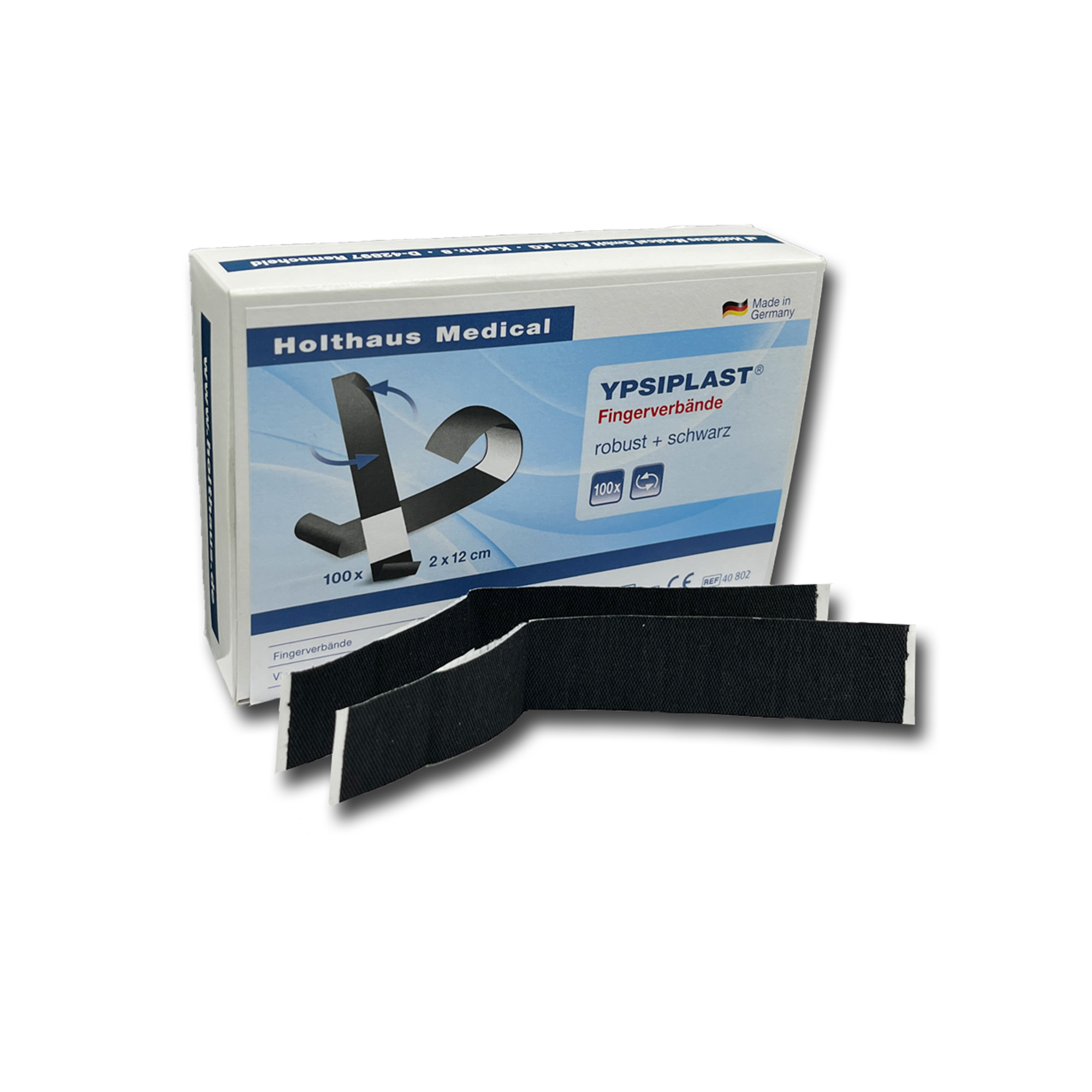 Holthaus Medical YPSIPLAST® Finger Bandages, robust, black, 100 pieces, 2 x 12cm