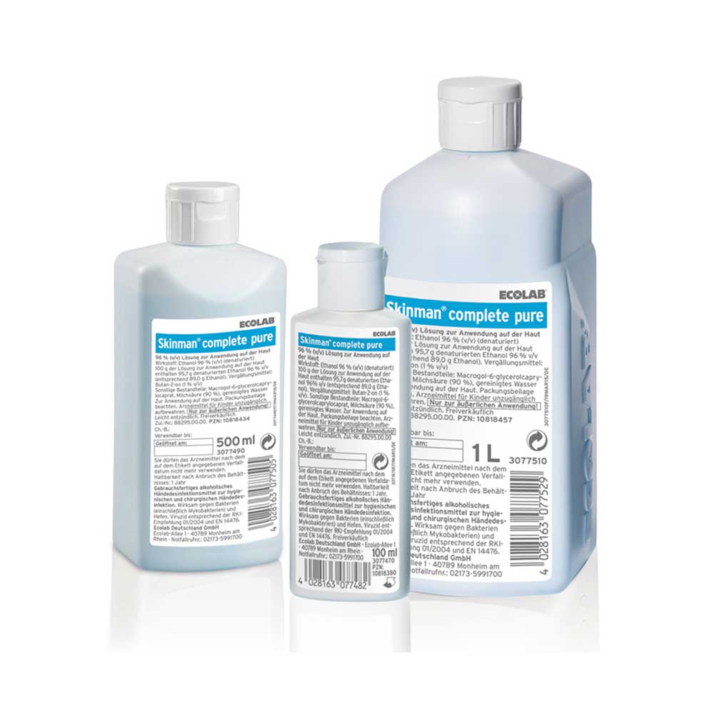 Ecolab Hand Disinfection Skinman Complete pure, Sizes