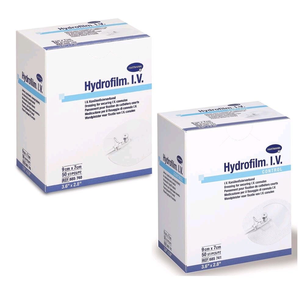 Hydrofilm I.V. or control cannula fixation device of Hartmann, 50 pack