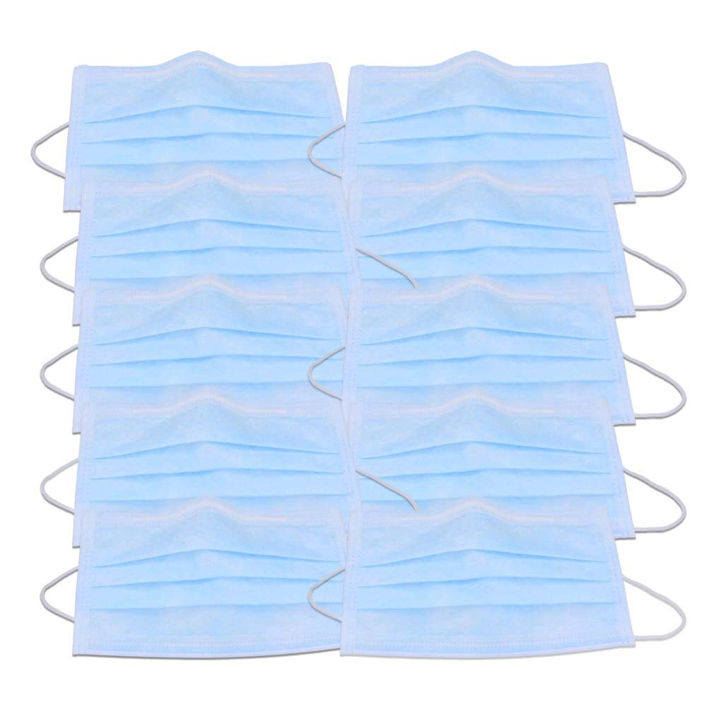 Set with 10x mouthguards with elastic band, 3-ply, blue
