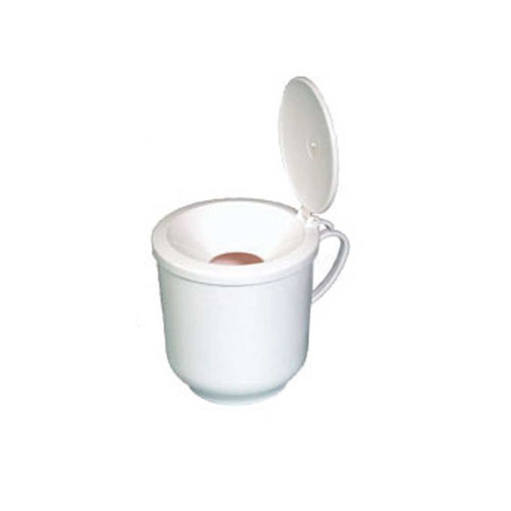 Behrend sickness cup with hopper, hinged lid, autoclavable, 8,5x9cm