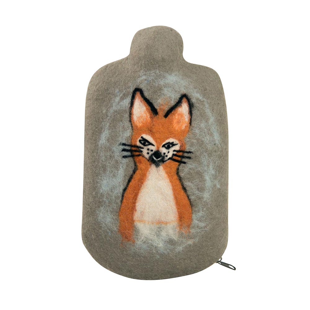 Hugo Frosch eco hot water bottle 0.8 L, felt cover, fox