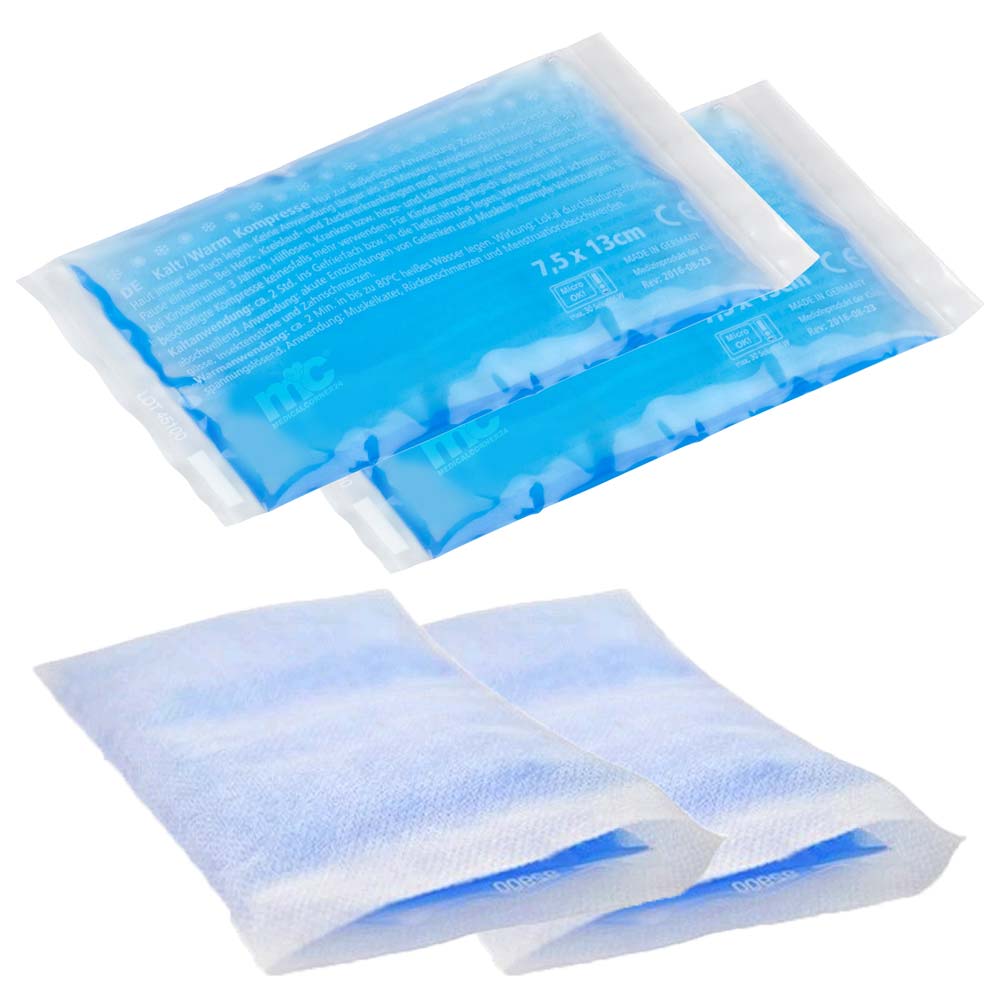 2x Hot and Cold Compresses 8x13 cm with 2 Nonwoven Cases