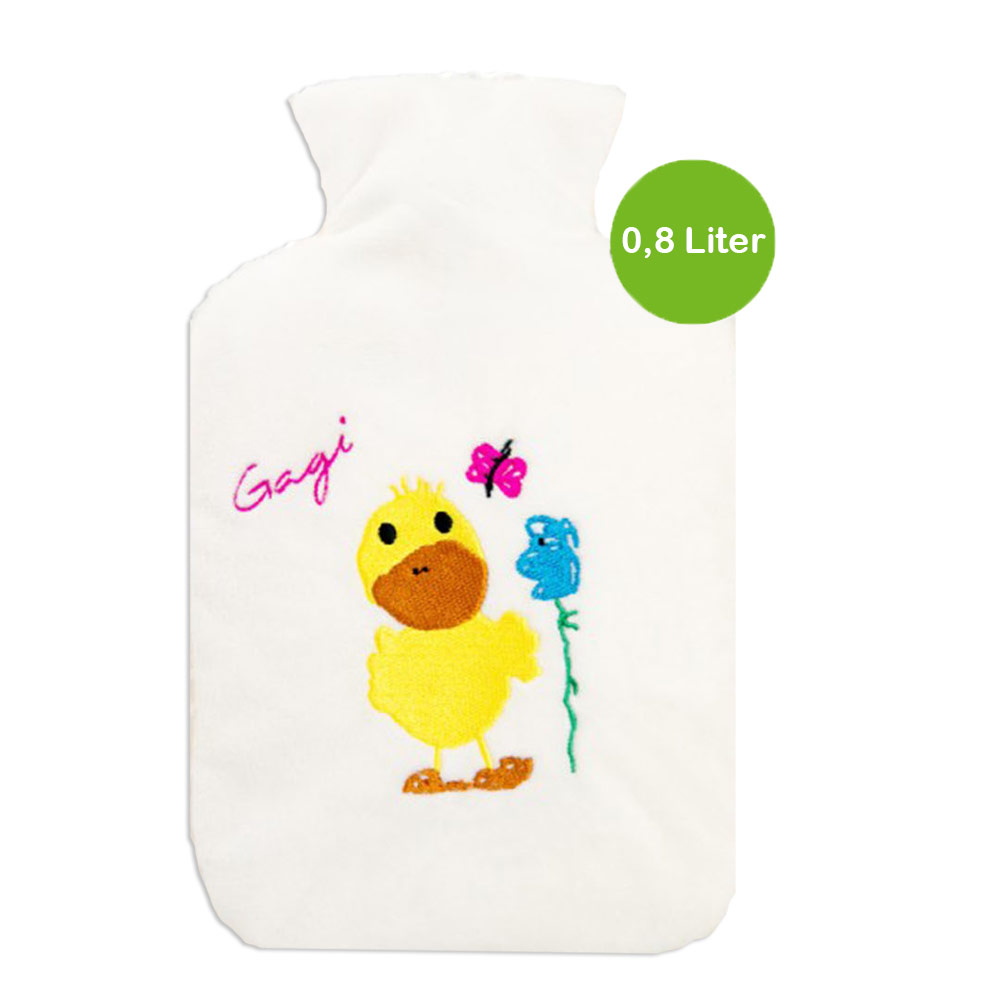 Hugo Frosch eco hot water bottle 0.8 L, fleece cover, Gagi white