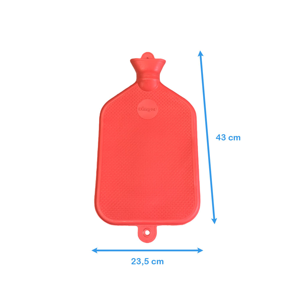 Rubber hot water bag of Sänger, smooth, 3 liter, red