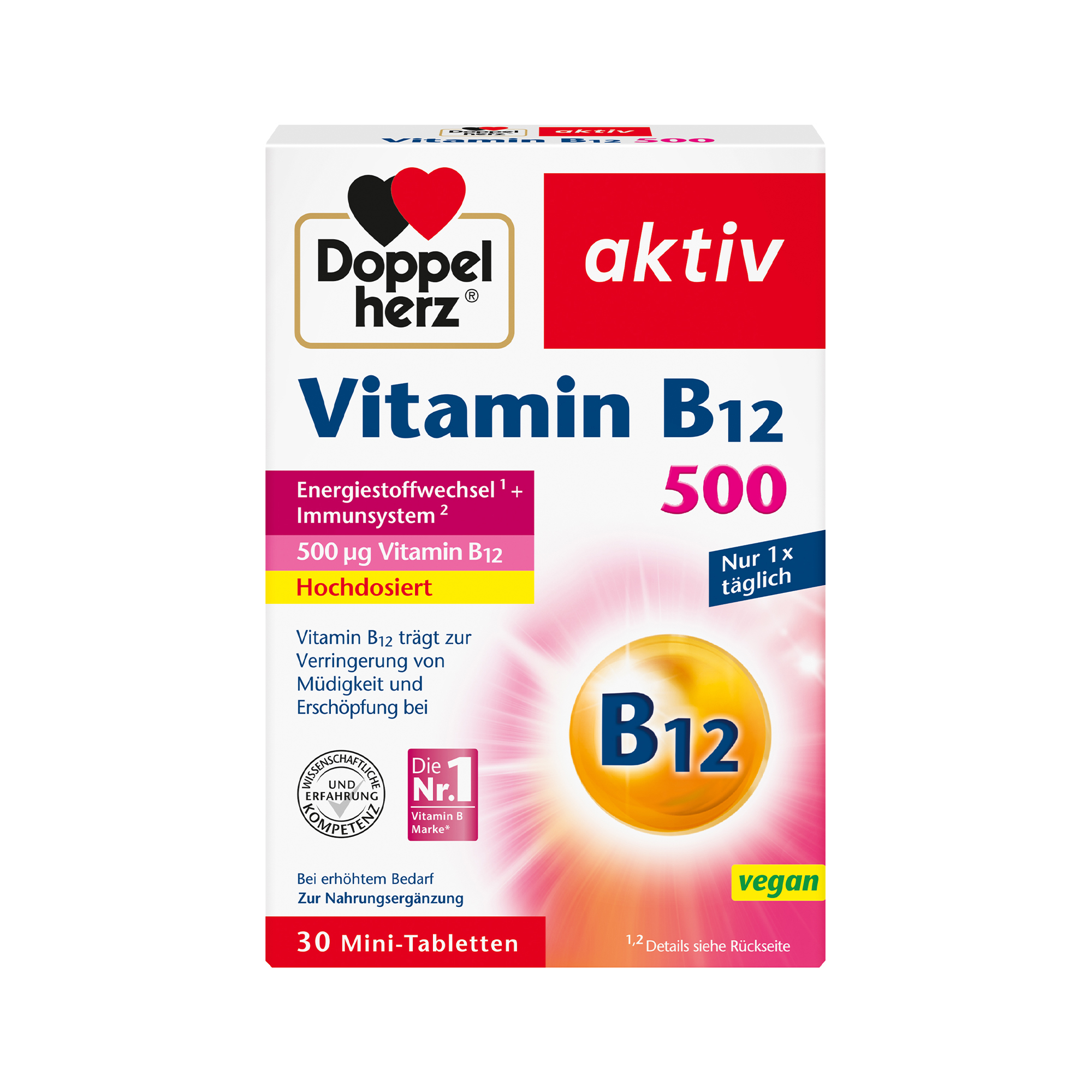 Doppelherz aktiv Vitamin B12, 500, 30 Mini Tablets